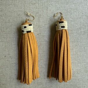 Elegant Tan Tassel Earrings